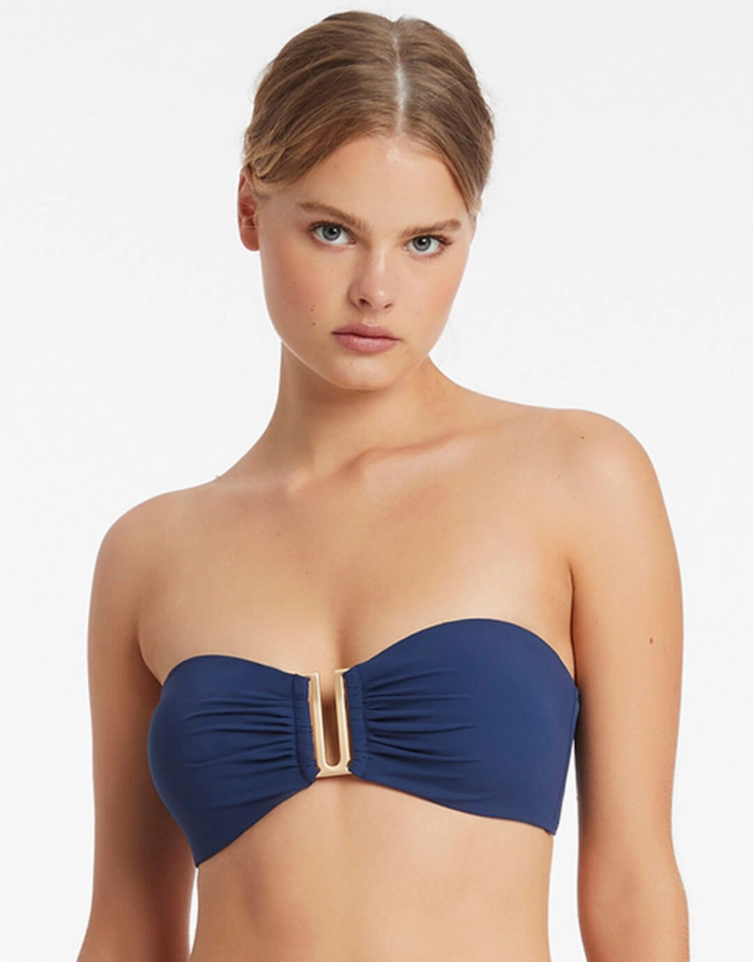 Jetset U Trim Bandeau Bikini Top - Pacific Blue stylish swimwear tops, womens beach tops