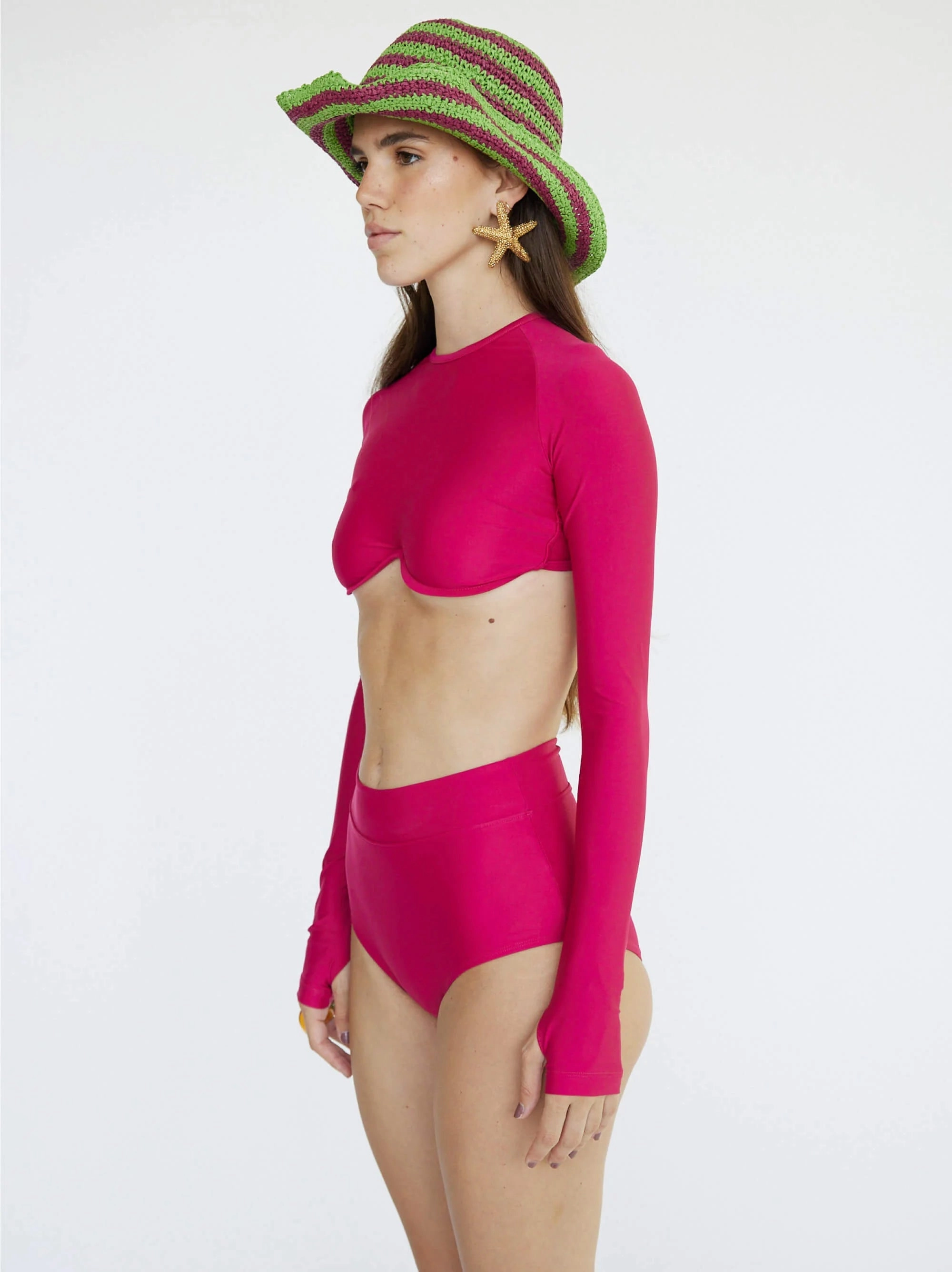 Joana - High Rise Moderate Coverage Swim Bottom | Magenta womens athletic swimwear, performance swimwear for women