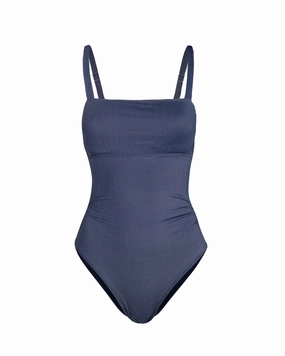 Jori One Piece In Indigo Twill fashionable beach swimwear, modern womens bikinis