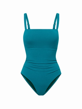 Jori One Piece In Jungle Green Metallic Pique high waist swimwear women, swimsuit for women beachwear