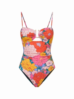 Juliette One Piece In Zinnia Fields high waist swimwear women, swimsuit for women beachwear