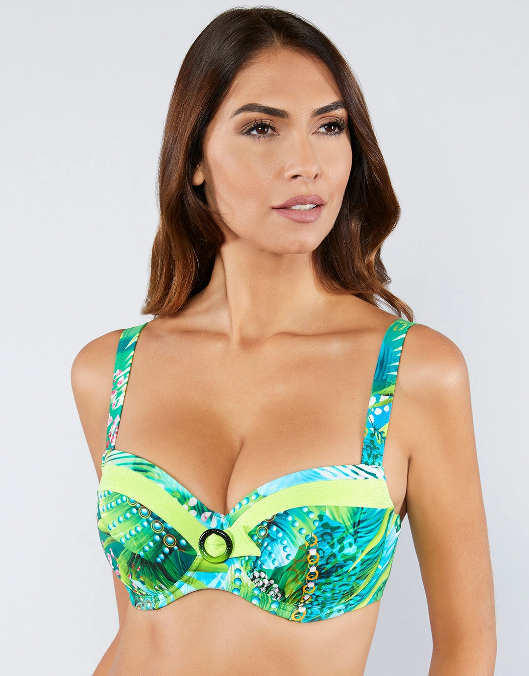 Jungle Balcony Bikini Top - Green stylish swimwear tops, womens beach tops