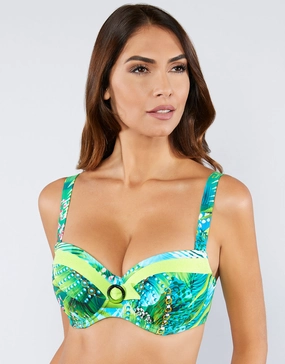 Jungle Balcony Bikini Top - Green stylish swimwear tops, womens beach tops