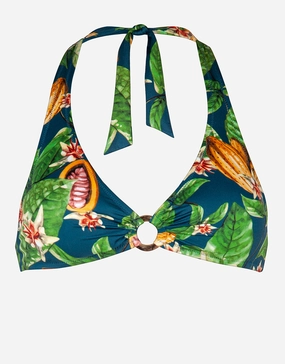 Jungle Mania Halter Bikini Top - Cocoa Tropics full coverage swim tops, cute bikini tops