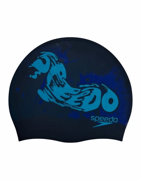 Junior Slogan Print Silicone Swim Cap speedo mens swimwear, speedo training swimsuits