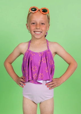 Just Lilac | Mini High-Waisted Bottoms girls full coverage swimwear, kids swimwear for pool