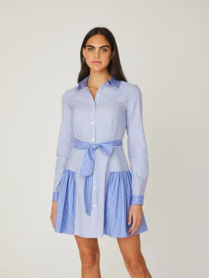 Kaia Dress in French Blue/Optic White