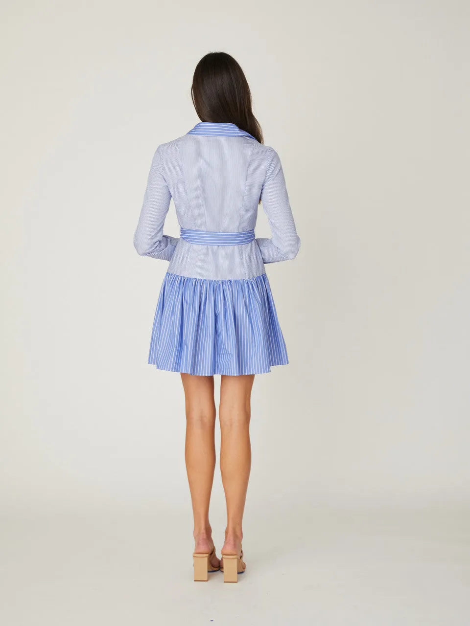 Kaia Dress in French Blue/Optic White