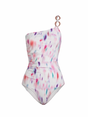 Kara One Piece In Hazy Ikat Ivory fashionable beach swimwear, modern womens bikinis