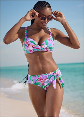 Kauai Moderate Bottom - Polka Dot Jungle modest swim bottoms women, comfortable bikini bottoms