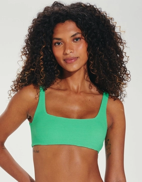 Kayla Zuri Bikini Top - Green full coverage swim tops, cute bikini tops
