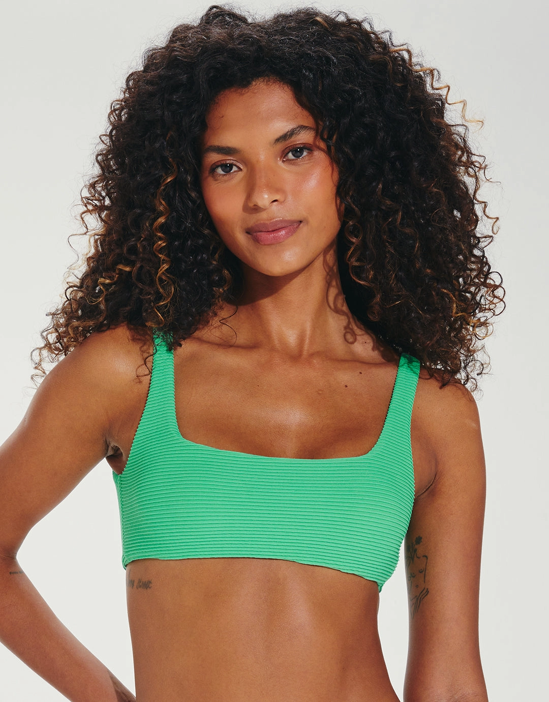 Kayla Zuri Bikini Top - Green full coverage swim tops, cute bikini tops
