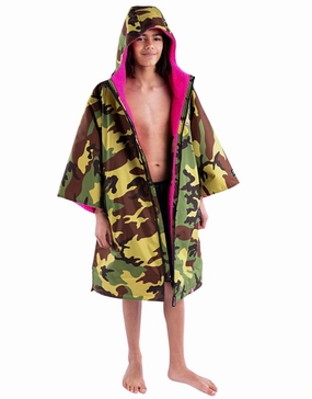 Kids Advance Short Sleeve Robe 5-9 yrs - Camo Pink dryrobe changing robes, waterproof dryrobe swim gear