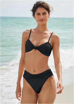 Knot Detail Midi Bottom - Black Beauty plain swimwear women, minimalist swimsuits