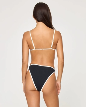 Kourt Bikini Bottom - Black-Cream timeless swimwear styles women, comfy swimwear for women