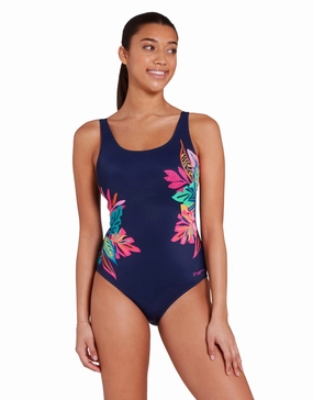 Kuringai Adjustable Scoopback Swimsuit - Navy/Multi zoggs swimwear for women, zoggs goggles and swimsuits