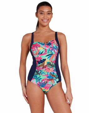 Kuringai Ruched Front Adjustable Swimsuit - Navy/Multi zoggs swimwear for women, zoggs goggles and swimsuits