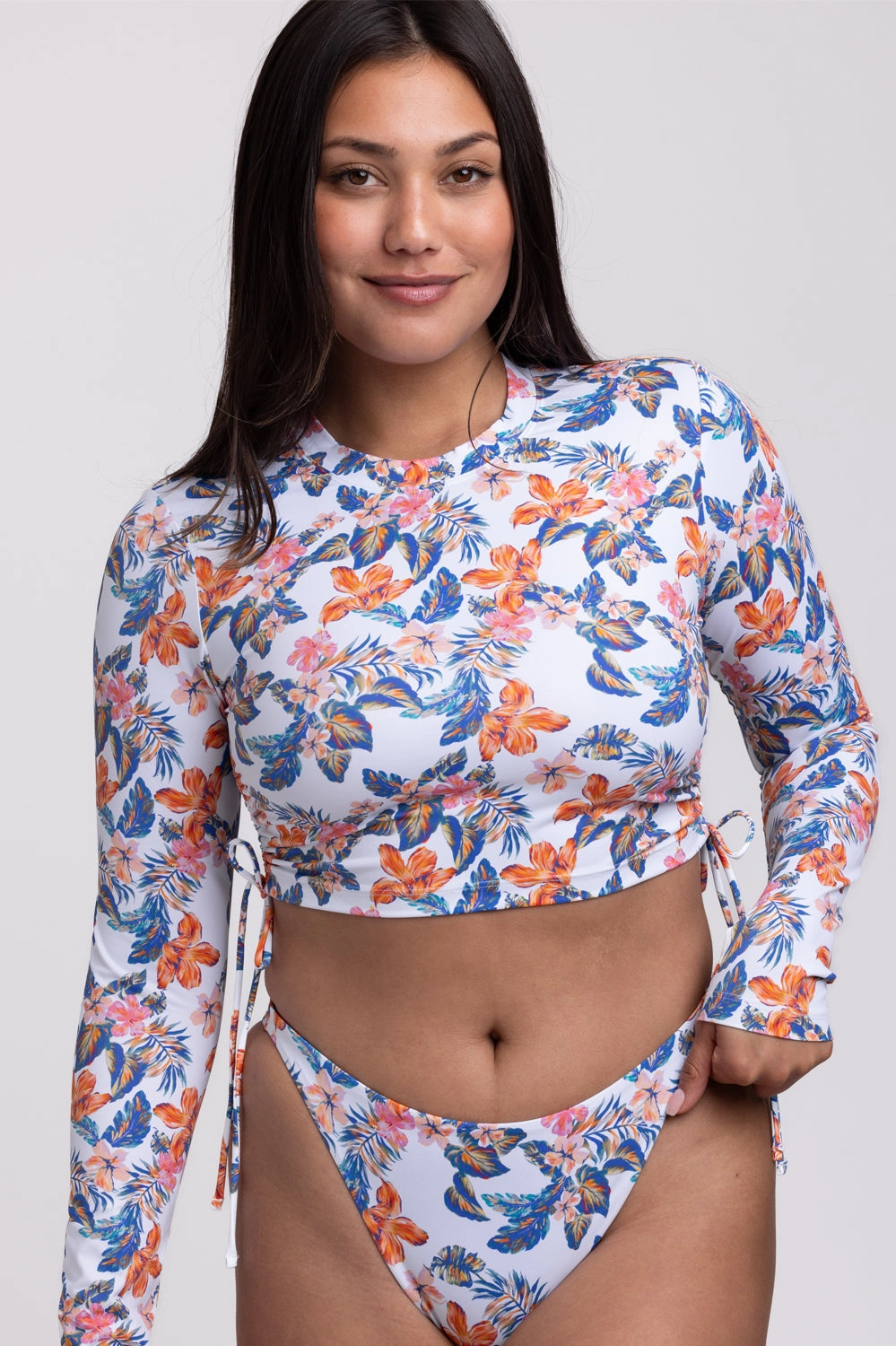 Kylie Long Sleeve Crop Rashie - Flora Tiki