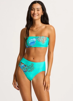 La Mer Bandeau Bikini Top - Aquatic Blue push up bikinis women, sporty womens bikini sets