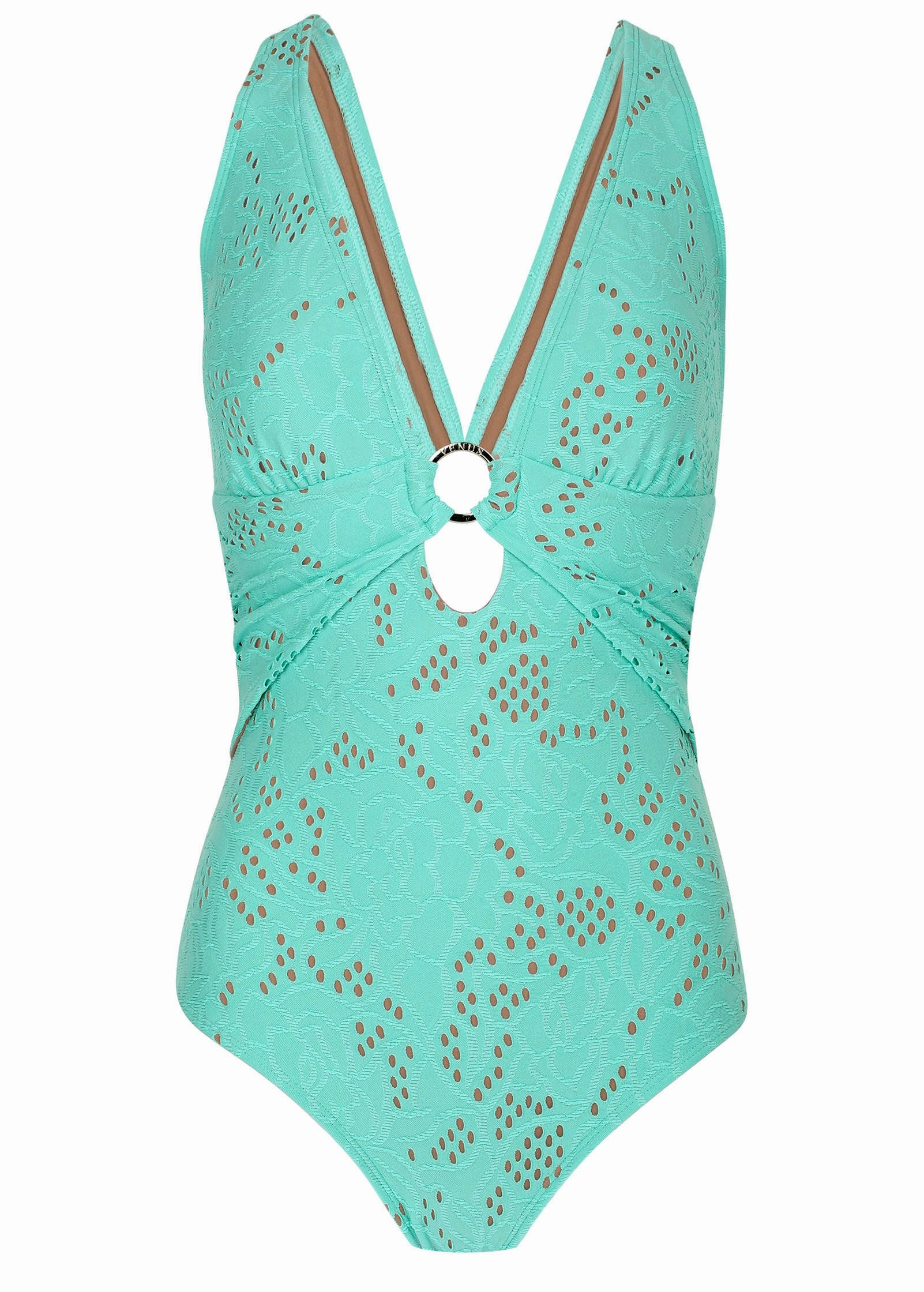 Lace Criss Cross One Piece  - Light Teal