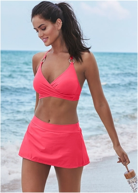 Laguna Wrap Bikini Top - Watermelon bandeau bikini tops, triangle swim tops