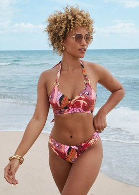 Laguna Wrap Underwire Top - Exotic Floral supportive swim tops, printed bikini tops
