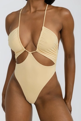 Laken One Piece - Butter Yellow soft fabric swimwear women, resort swimwear for ladies