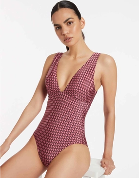 Lalita Plunge Swimsuit - Orchid pool-ready swimwear for women, trendy swimwear collection