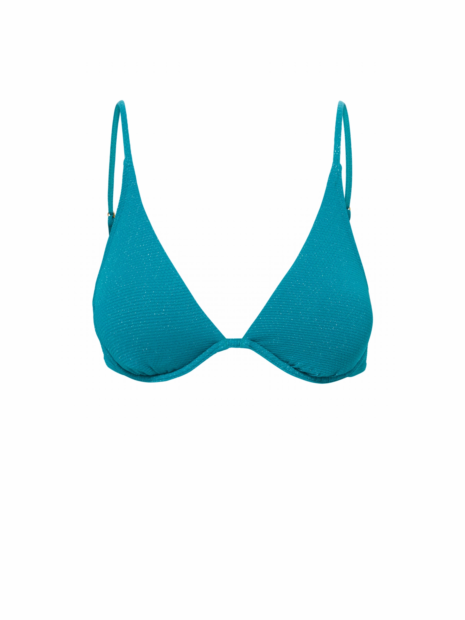 Leah Top In Jungle Green Metallic Pique strapless swimwear tops, lightweight swim tops