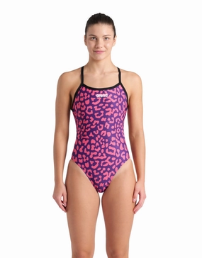 Leopard Printed Challenge Back Swimsuit - Fuchsia Multi/Black arena swimwear for men, arena competitive swimsuits
