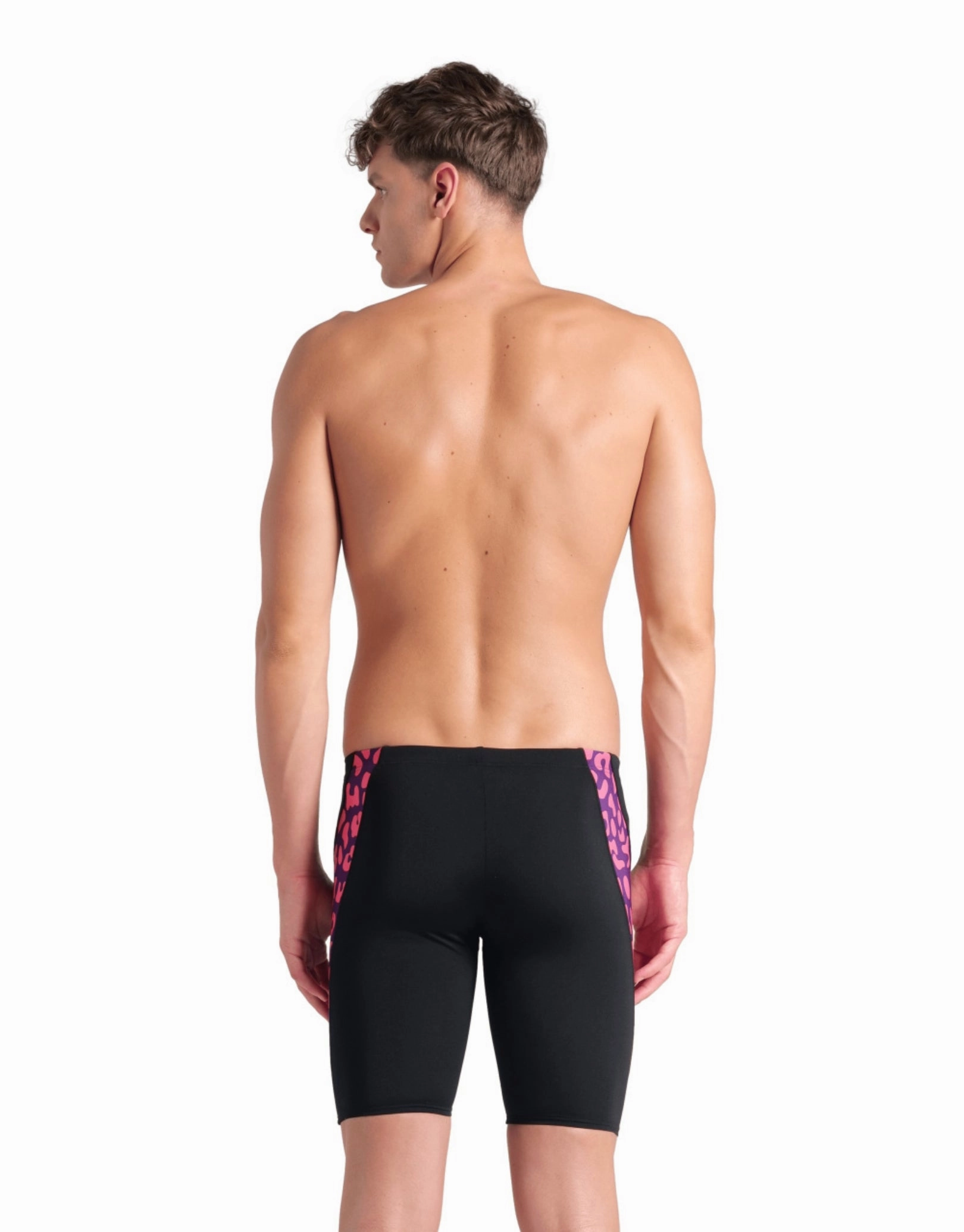 Leopard Printed Swim Jammer - Black/Fuchsia Multi