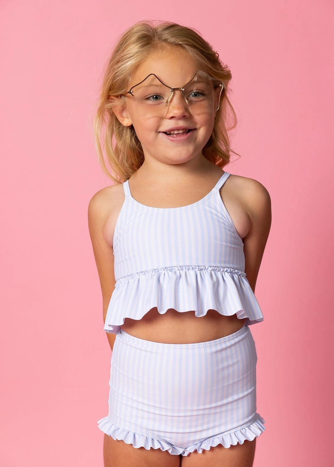 Light Blue Stripe | Mini Peplum Top