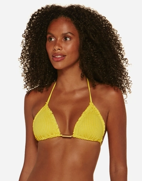 Light Scales Ripple Tri Bikini Top - Yellow stylish swimwear tops, womens beach tops