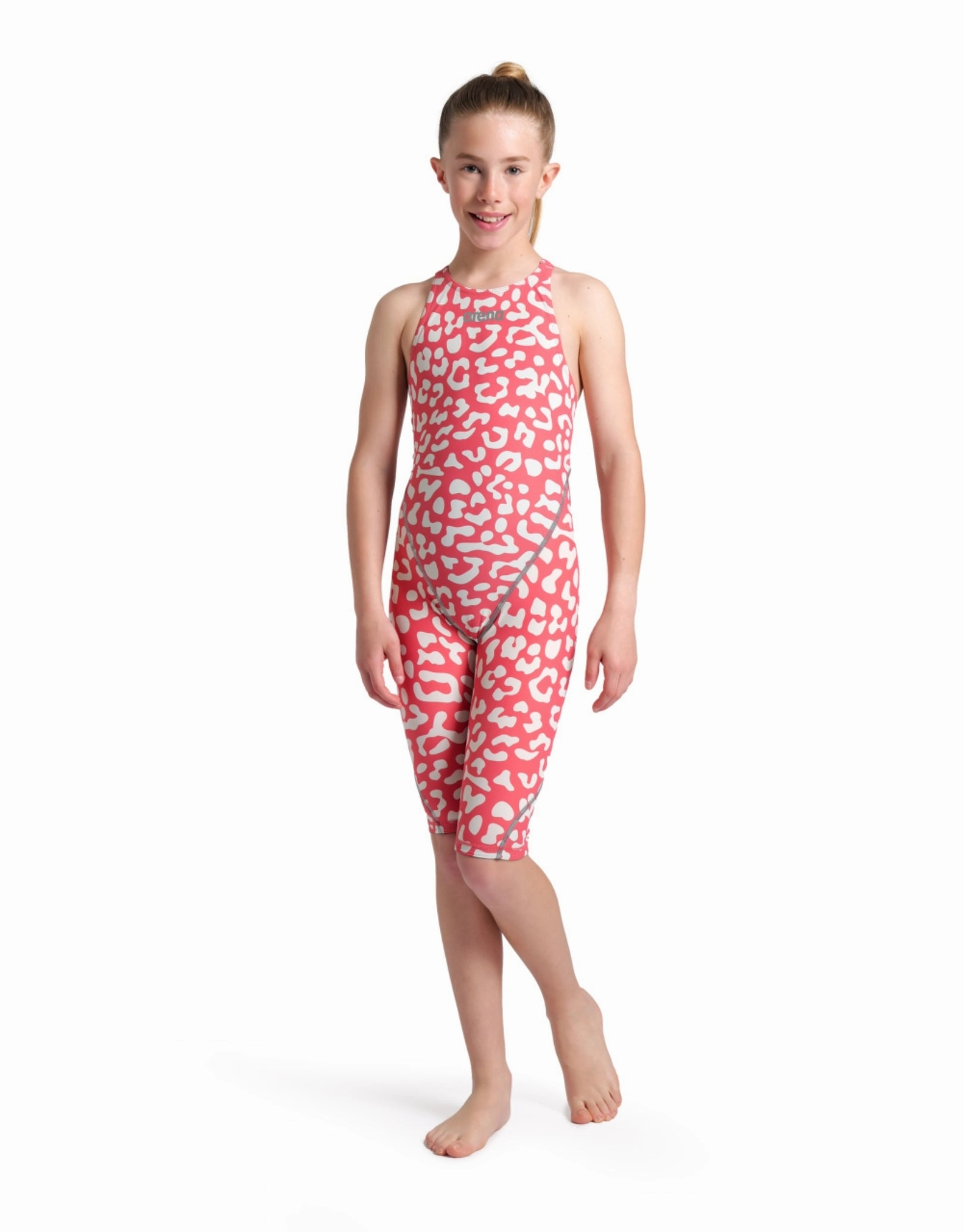 Limited Edition Girls Powerskin ST NEXT Open Back - Leopard Skin Geranium