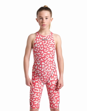 Limited Edition Girls Powerskin ST NEXT Open Back - Leopard Skin Geranium arena swimwear for men, arena competitive swimsuits