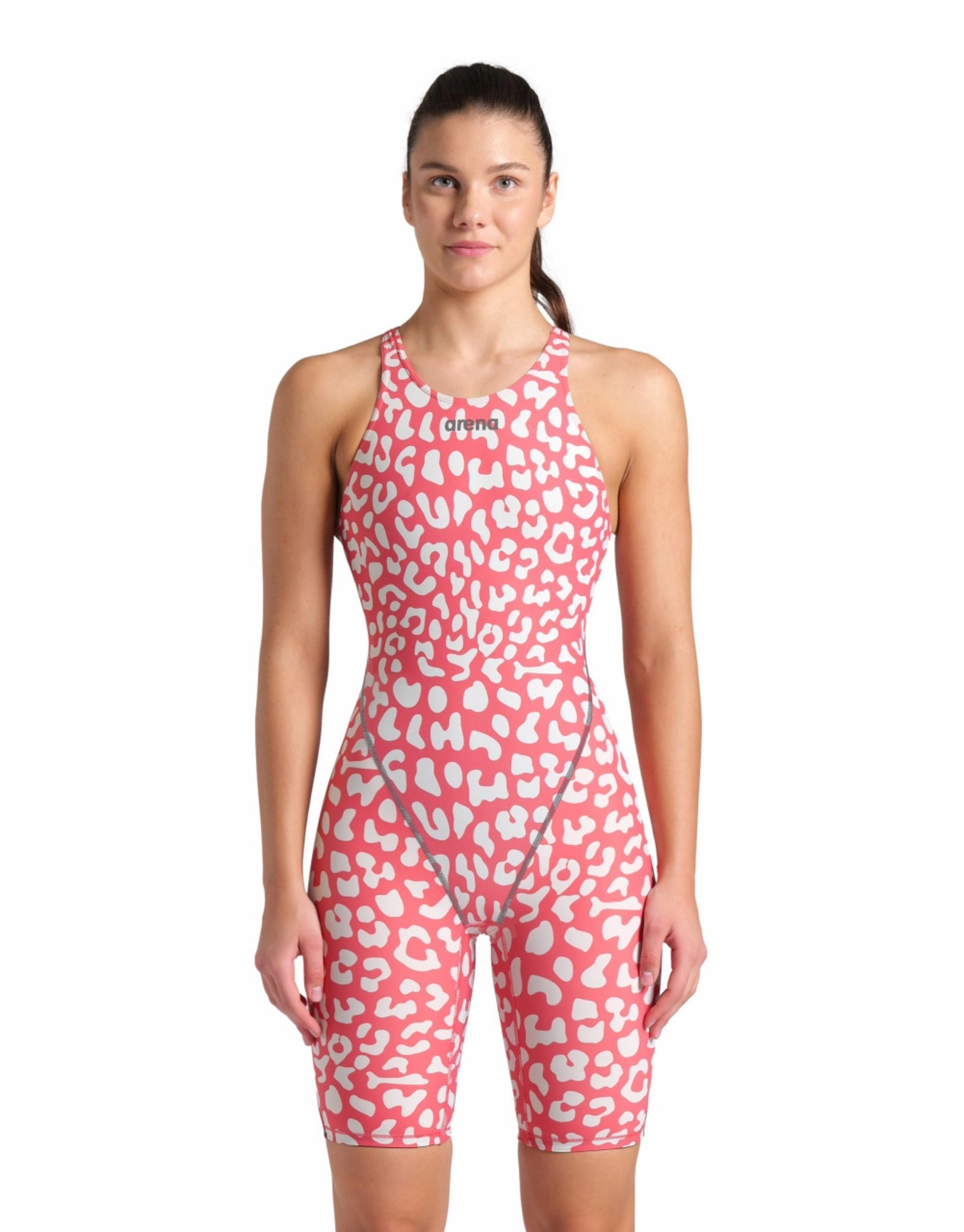 Limited Edition Powerskin ST NEXT Open Back - Leopard Skin Geranium arena swimwear for men, arena competitive swimsuits