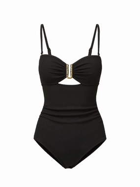 Lisa One Piece Black Texture high waist swimwear women, swimsuit for women beachwear