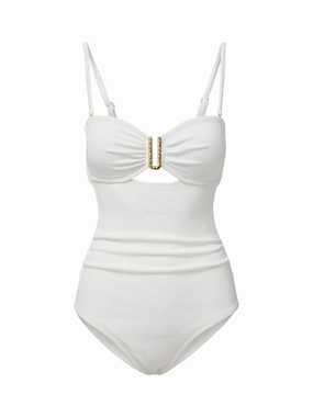 Lisa One Piece Ivory Texture fashionable beach swimwear, modern womens bikinis