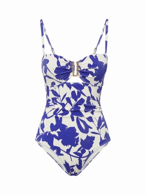 Lisa One Piece Moraea Garden Texture high waist swimwear women, swimsuit for women beachwear