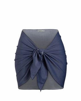 Liv Sarong In Indigo Twill high waist swimwear women, swimsuit for women beachwear