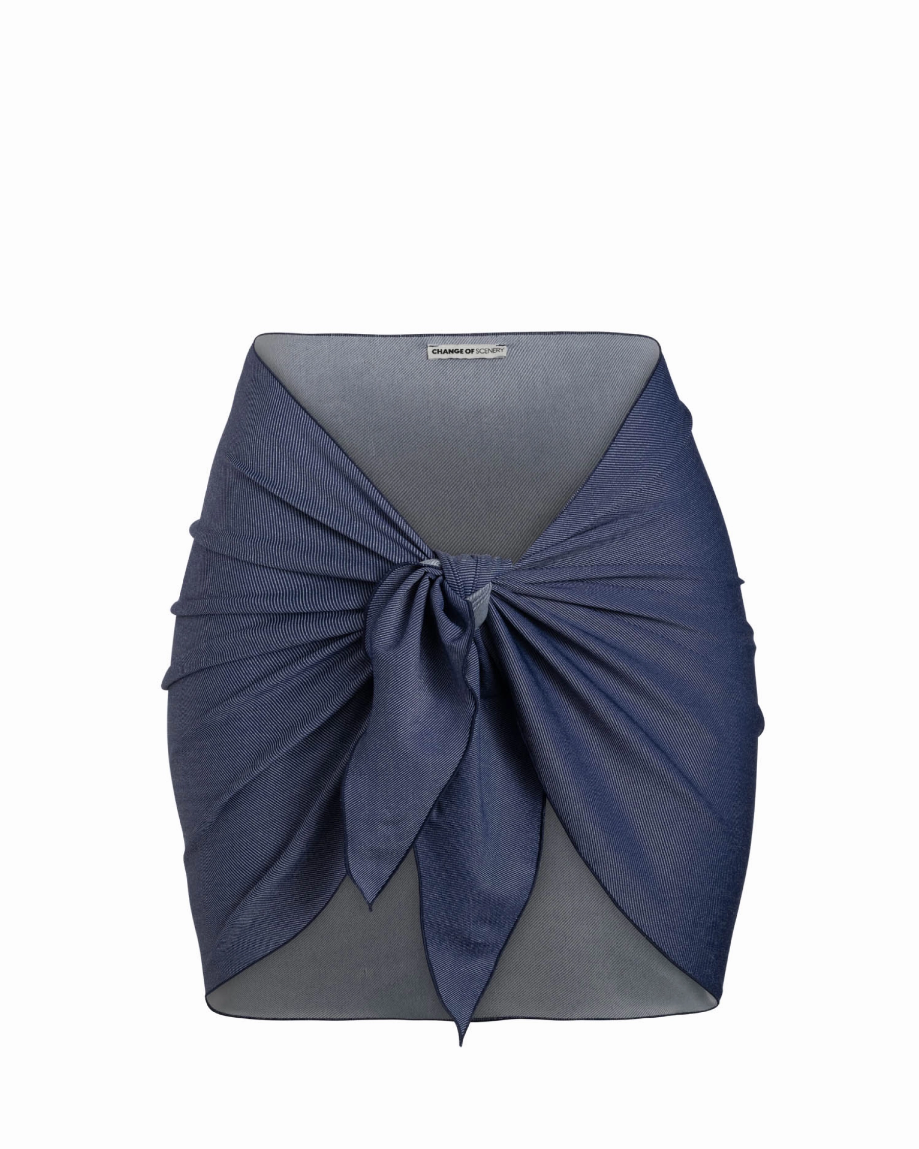 Liv Sarong In Indigo Twill high waist swimwear women, swimsuit for women beachwear