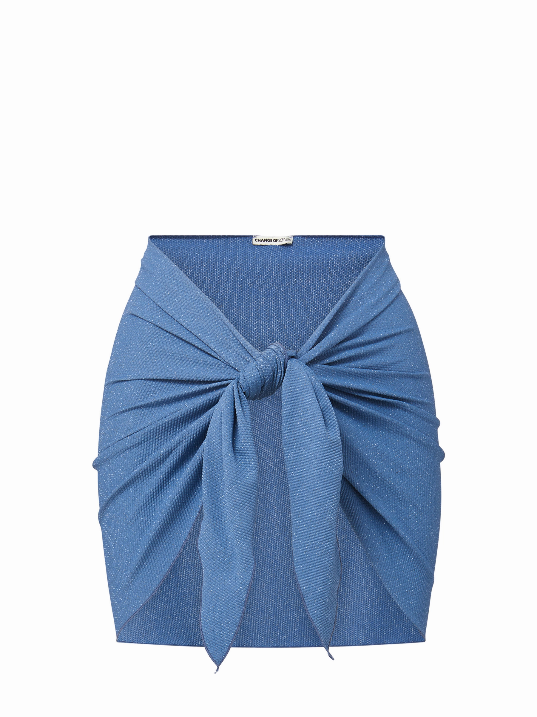 Liv Sarong in Steel Blue Metallic Pique fashionable beach swimwear, modern womens bikinis