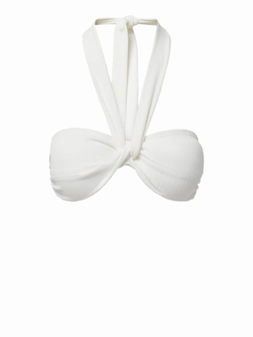 Loryn Swim Top Ivory Texture fashionable beach swimwear, modern womens bikinis
