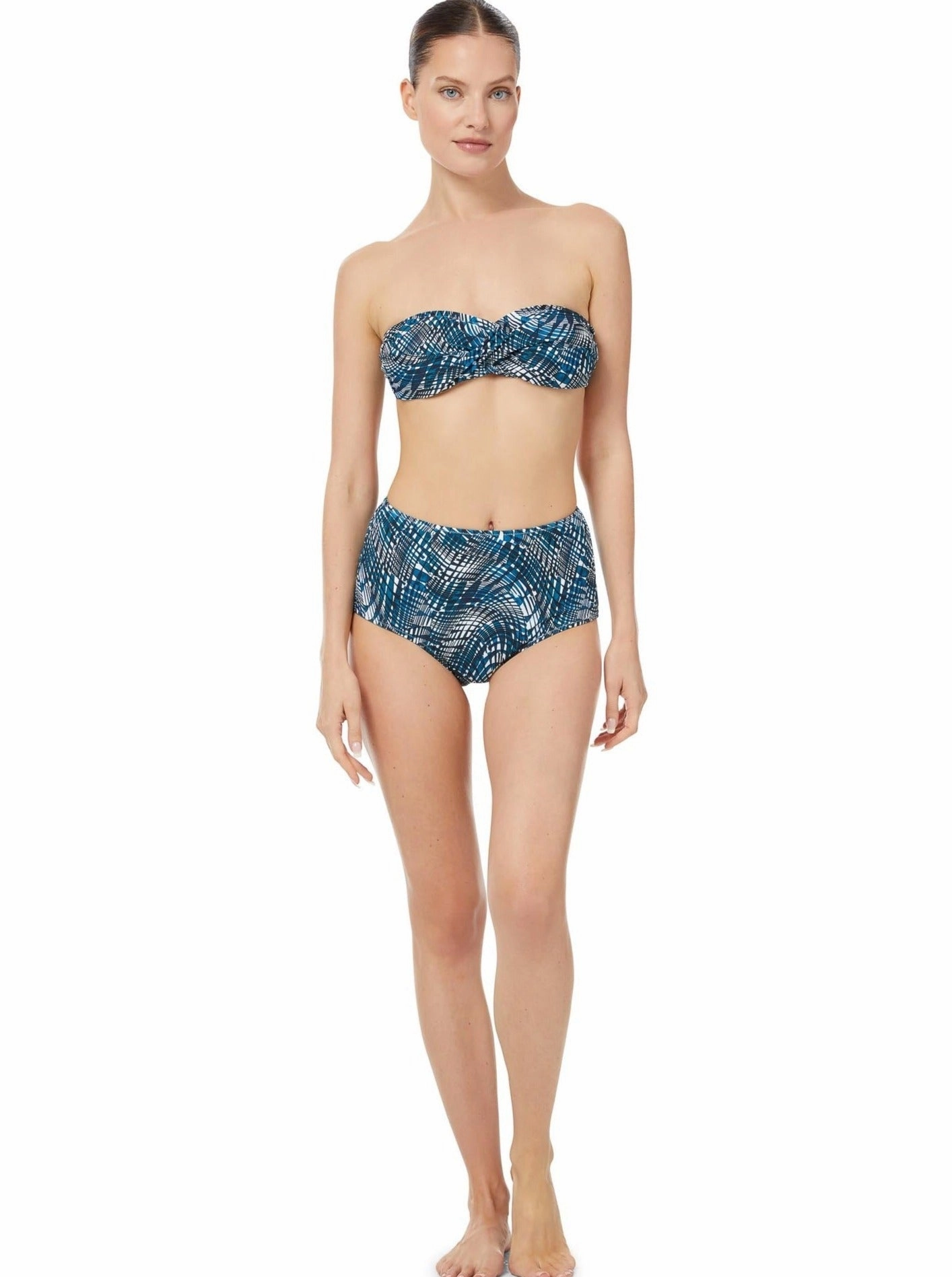 Loryn Top   Classic High Waist Bottom in Abstract Wave