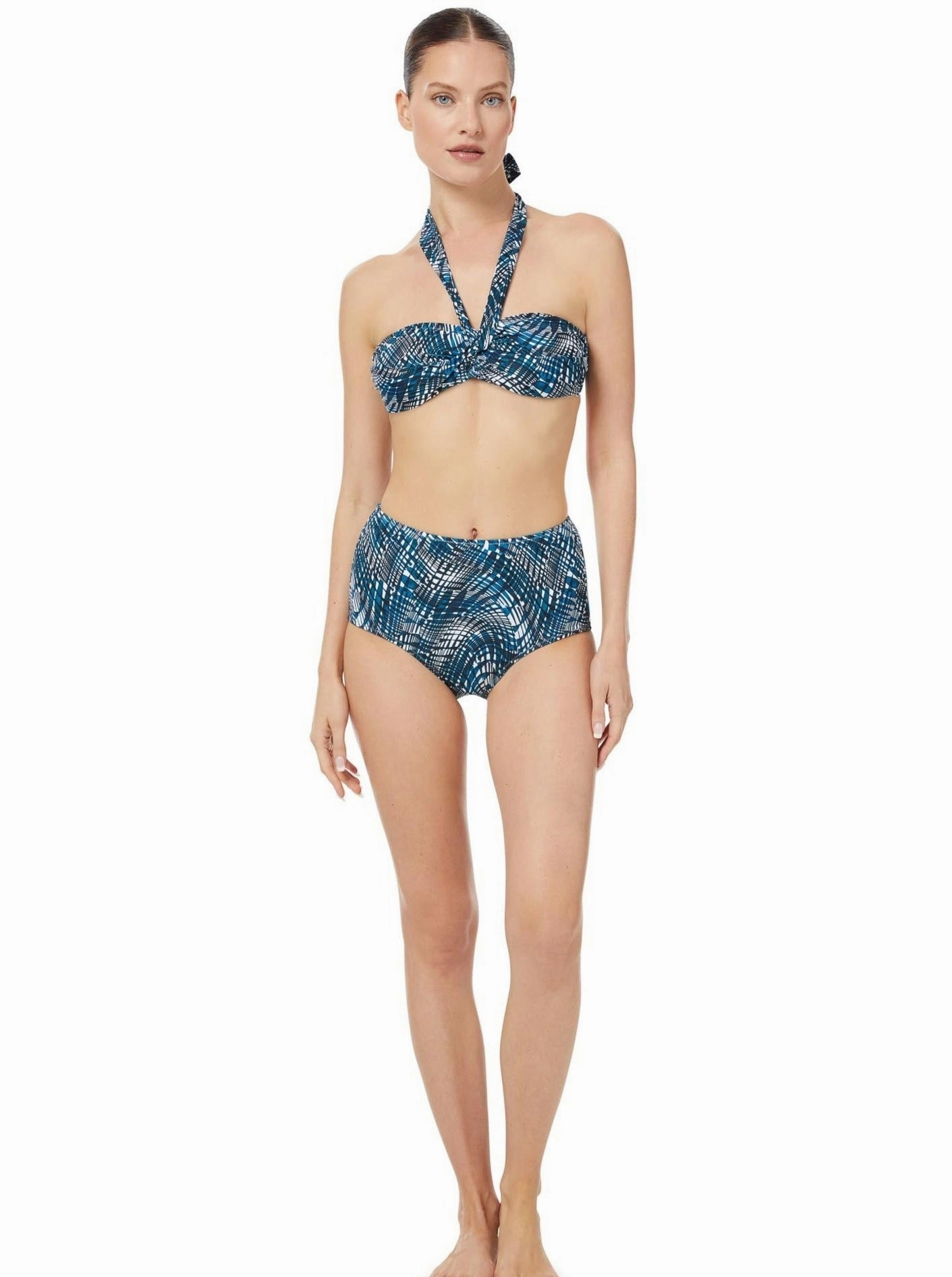 Loryn Top   Classic High Waist Bottom in Abstract Wave