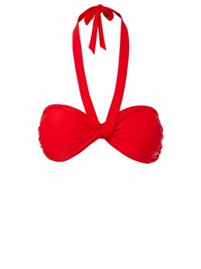 Loryn Top Cherry Red strapless swimwear tops, lightweight swim tops