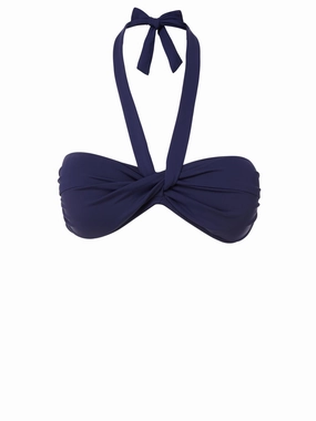 Loryn Top Navy Satin strapless swimwear tops, lightweight swim tops