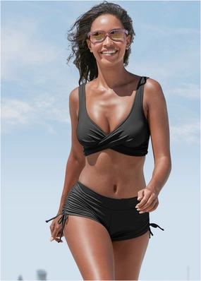 Lovely Lift Wrap Bikini Top - Black Beauty plain swimwear women, minimalist swimsuits