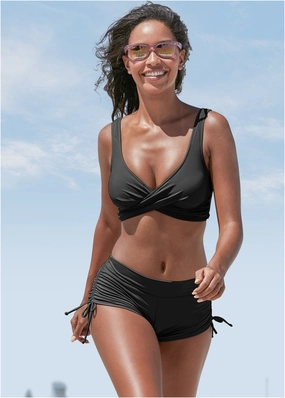 Lovely Lift Wrap Bikini Top - Black Beauty swimwear for all body types, comfortable womens beachwear