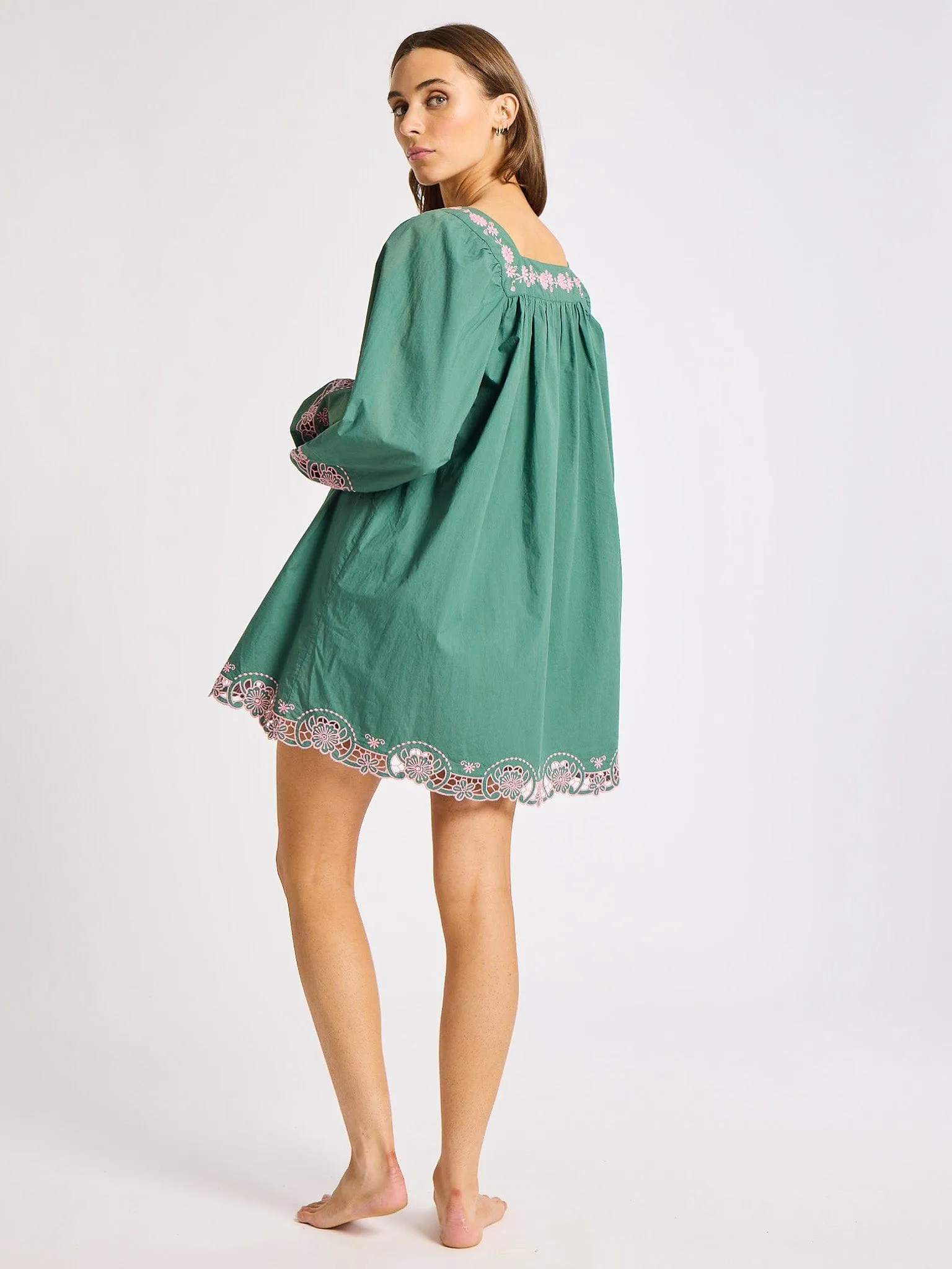 Lovina Dress in Palm Eyelet